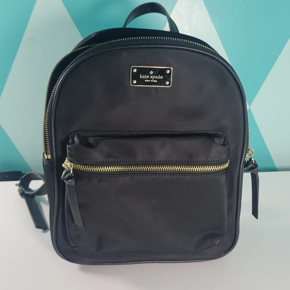 Kate Spade New York Wilson Road Small Bradley backpack in black nylon - Picture 1 of 5